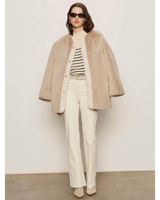 Sanctuary Natural Reversible Fur Liner Jacket Almond Cream