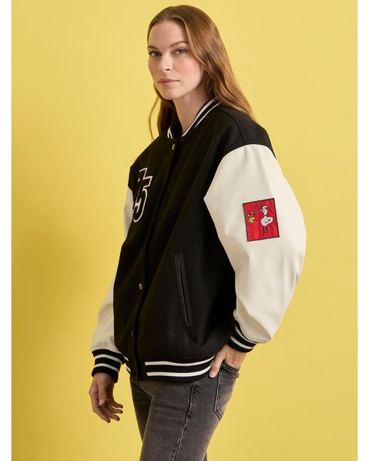 Sanctuary Metallic Sanctuary X Peanuts 75th Anniversary Varsity Jacket