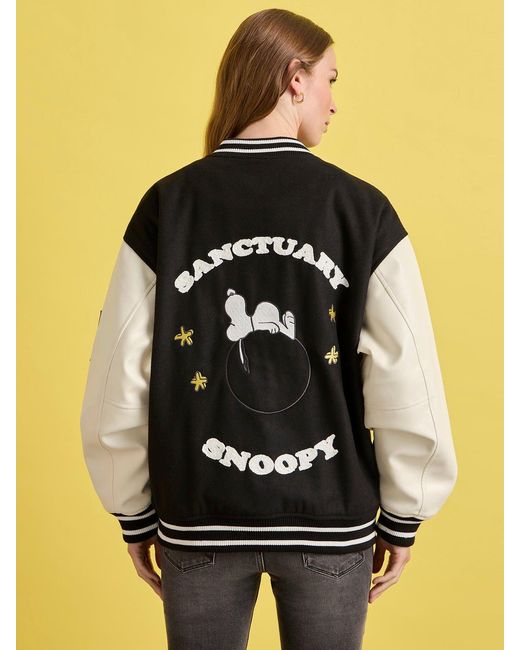 Sanctuary Metallic Sanctuary X Peanuts 75th Anniversary Varsity Jacket