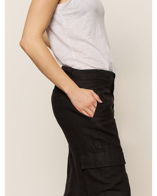 Sanctuary Take Over Linen Jogger Standard Rise Pant Black