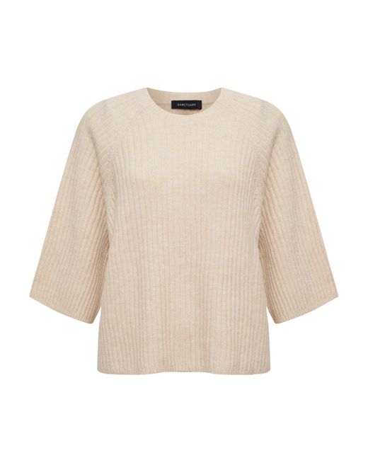 Sanctuary Natural Ribbed Sweater Tee Mother Of Pearl