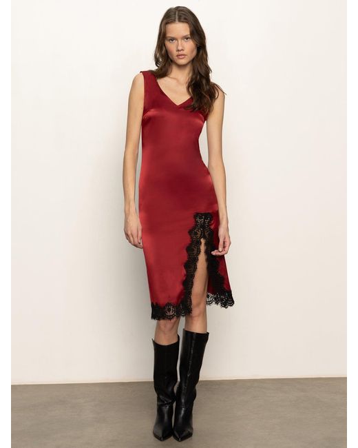 Sanctuary Revenge Midi Satin Dress Crimson in Red | Lyst