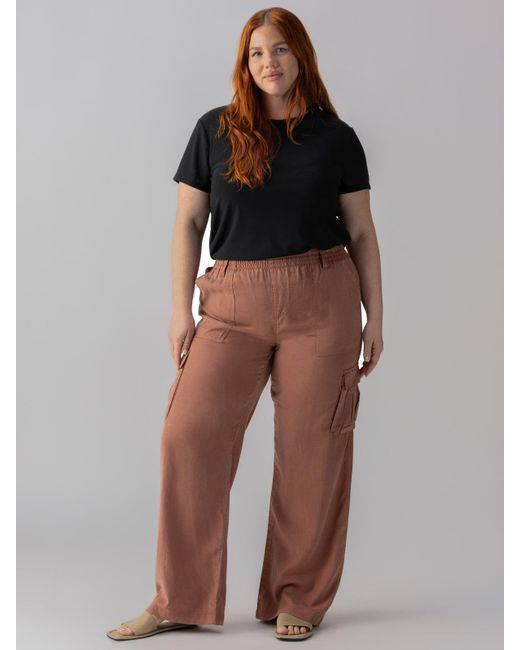 Sanctuary Brown Relaxed Reissue Cargo Standard Rise Pant Washed Clay Inclusive Collection