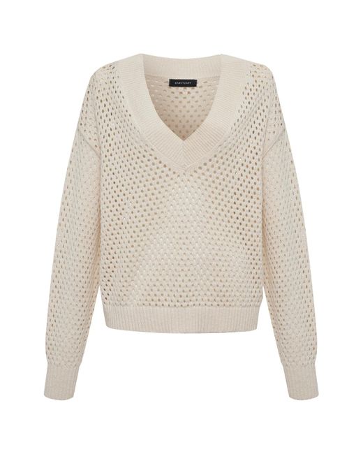 Sanctuary White Airy Openwork Sweater Macrame