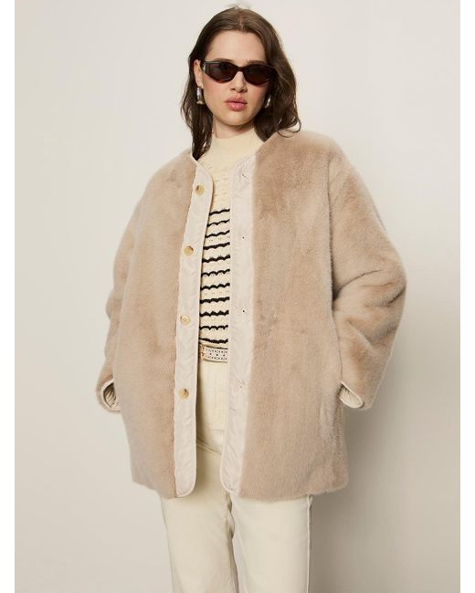Sanctuary Natural Reversible Fur Liner Jacket Almond Cream