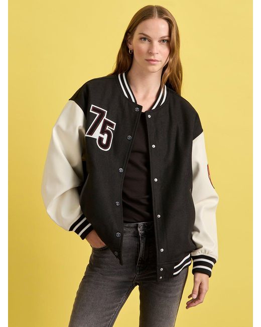 Sanctuary Metallic Sanctuary X Peanuts 75th Anniversary Varsity Jacket