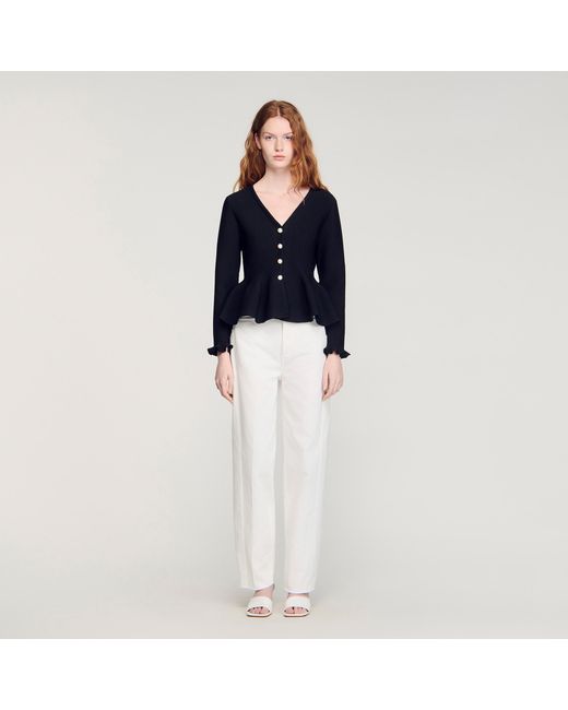 Sandro Blue Peplum Cardigan
