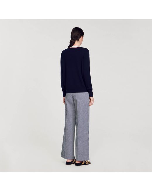 Sandro Blue Wool And Cashmere Jumper