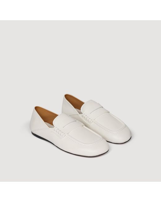 Sandro White Leather Loafers