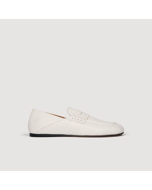 Sandro White Leather Loafers