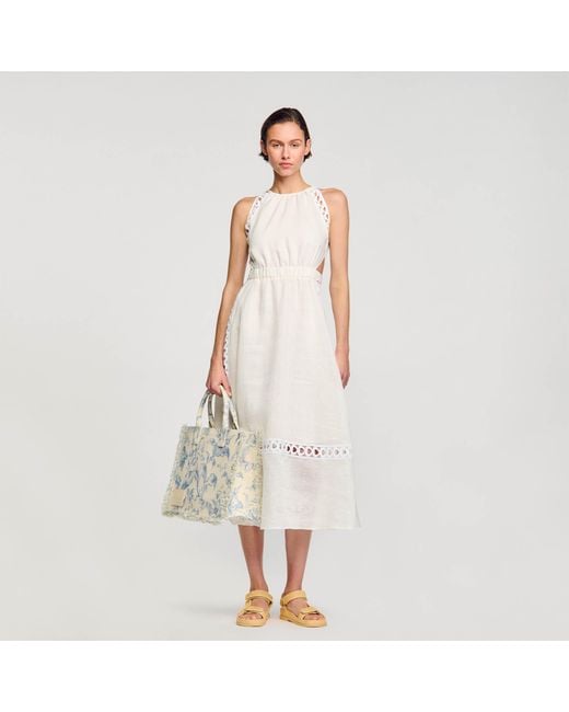 Sandro White Linen Maxi Dress