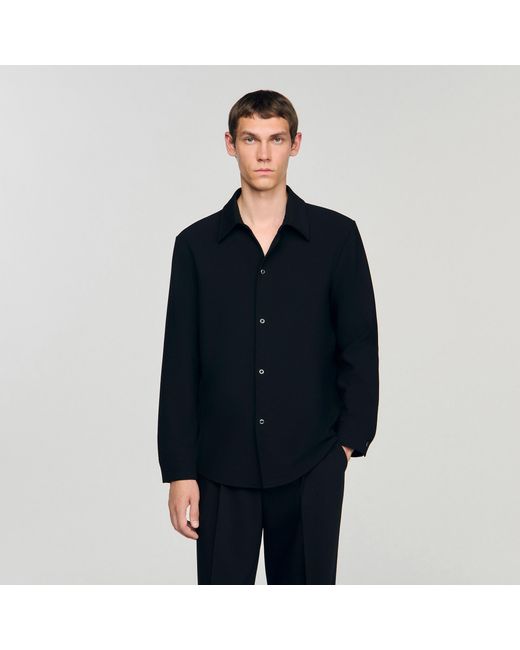 Sandro Blue Long-Sleeved Jersey Shirt for men