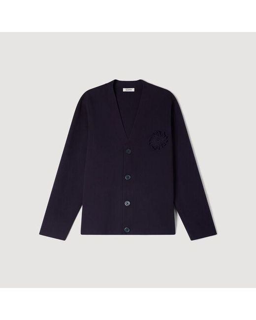 Sandro Blue Flower Crochet Cardigan for men