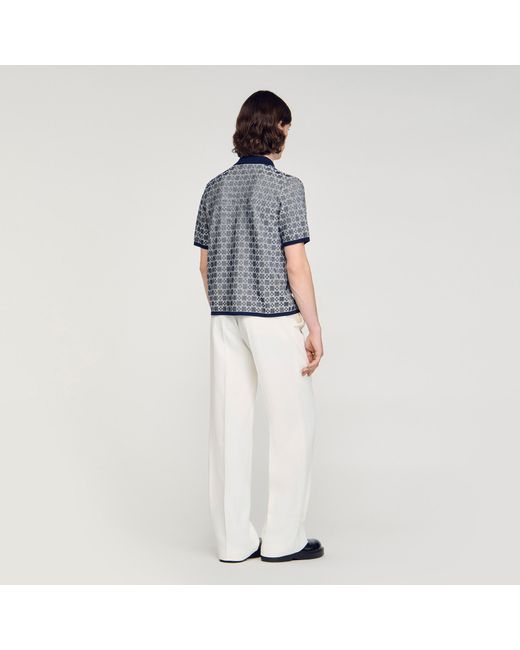 Sandro Blue Square Cross Jacquard Shirt for men