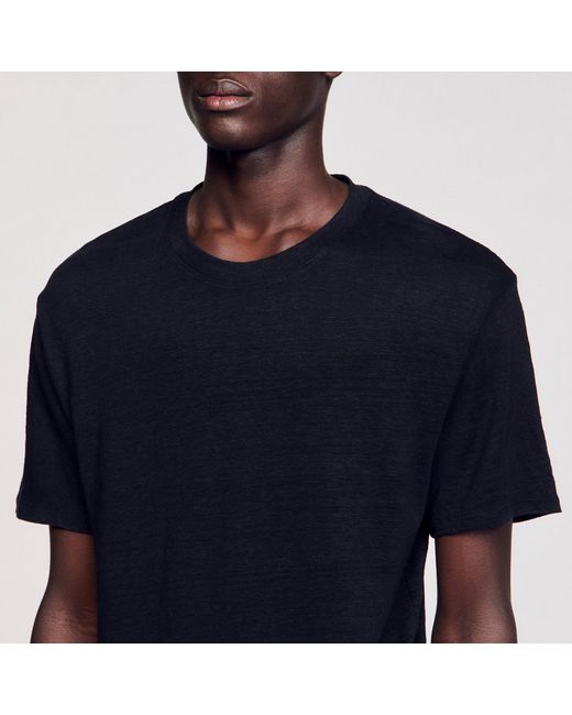 Sandro Blue Certified Linen T-Shirt for men