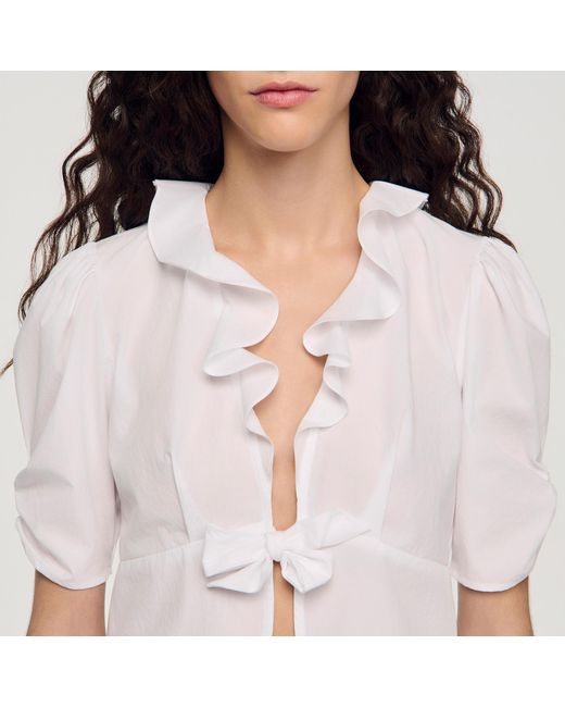 Sandro Pink Ruffled Crop Top