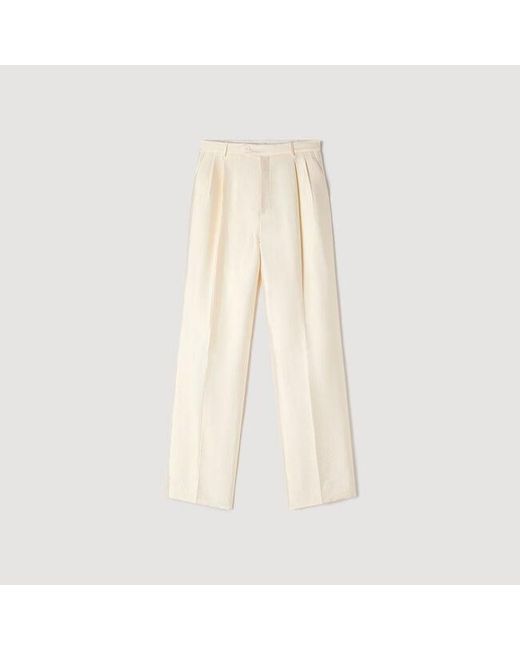 Sandro Natural Satin-Effect Trousers
