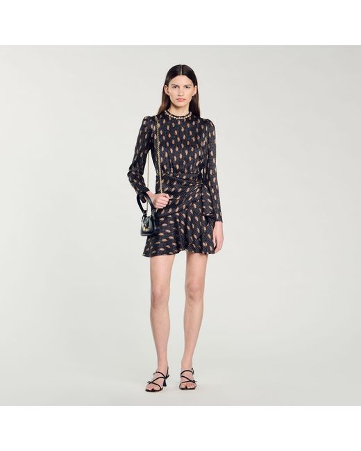 Sandro Black Short Print Dress