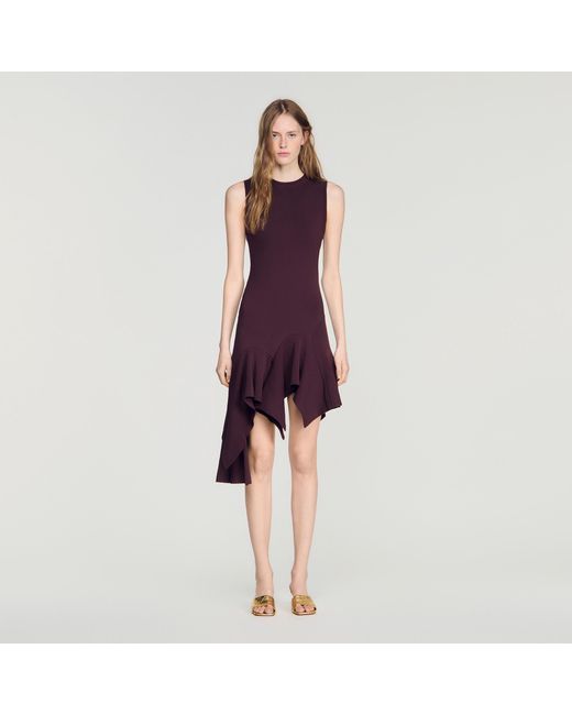 Sandro Red Asymmetric Knit Dress