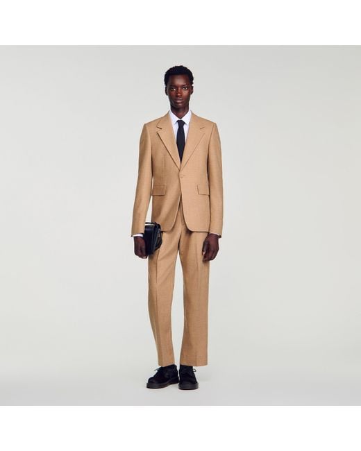 Sandro Natural Loose Wool Suit Jacket for men