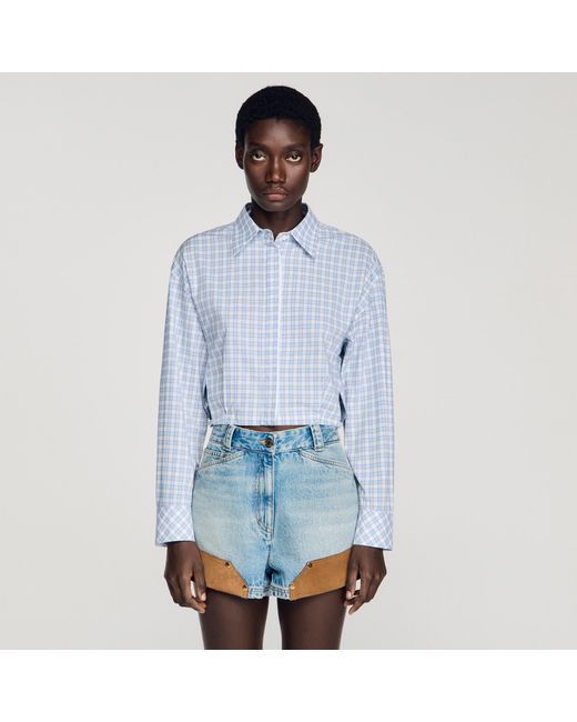 Sandro Blue Short Checked Shirt
