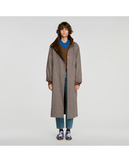 Sandro Multicolor Oversized Check Coat