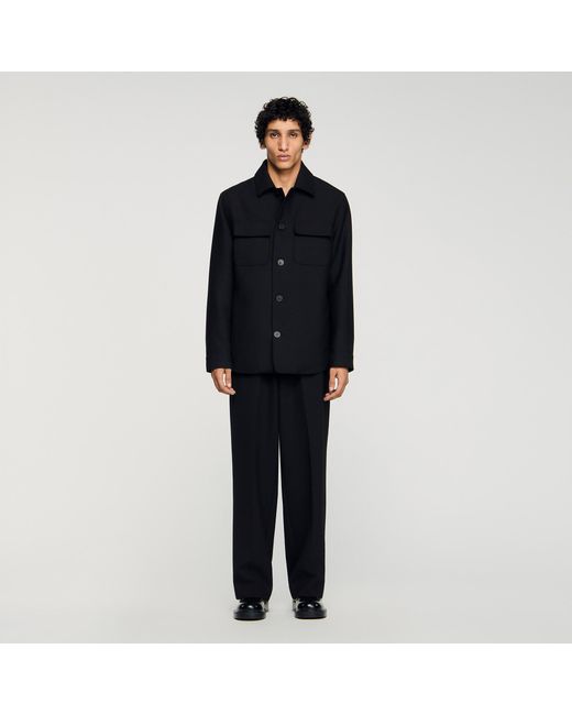 Sandro Black Buttoned Overshirt for men