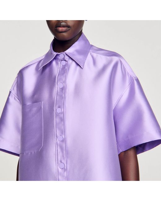 Sandro Purple Oversized Satin Shirt
