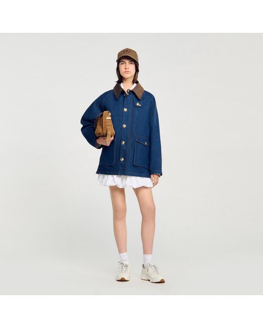 Sandro Blue Denim Workwear Jacket