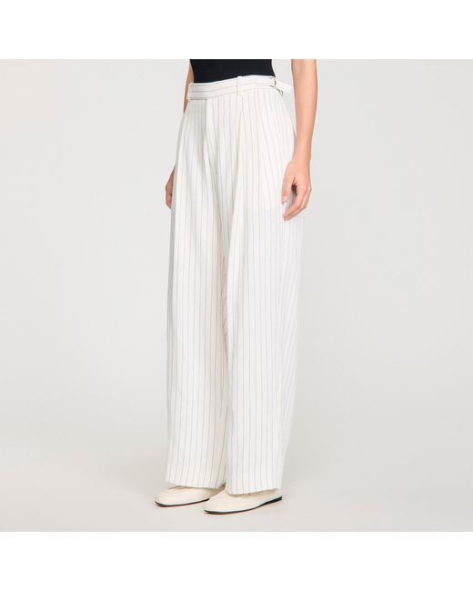 Sandro White Striped Suit Trousers