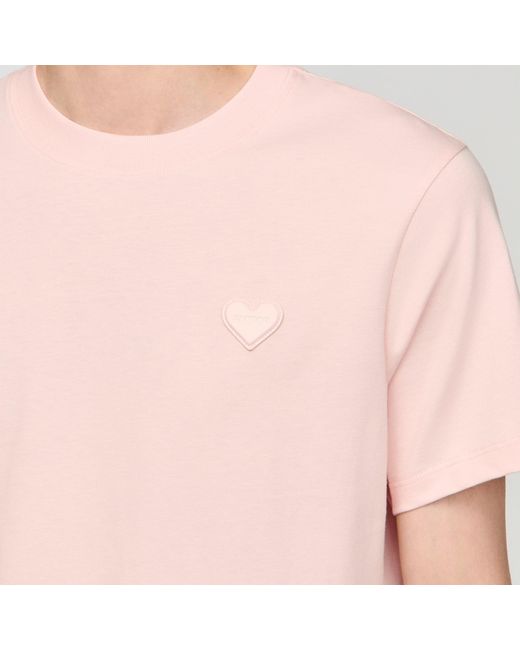 Sandro Pink T-Shirt With Heart Patch for men