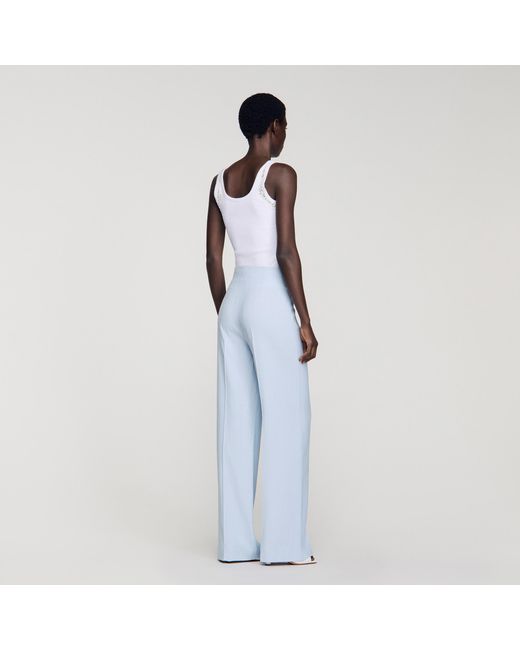 Sandro Blue Striped Sequin Trousers