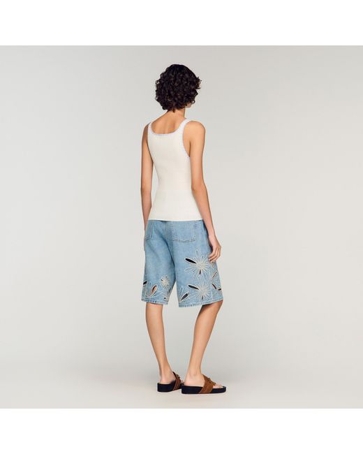 Sandro Blue Ribbed Vest Top