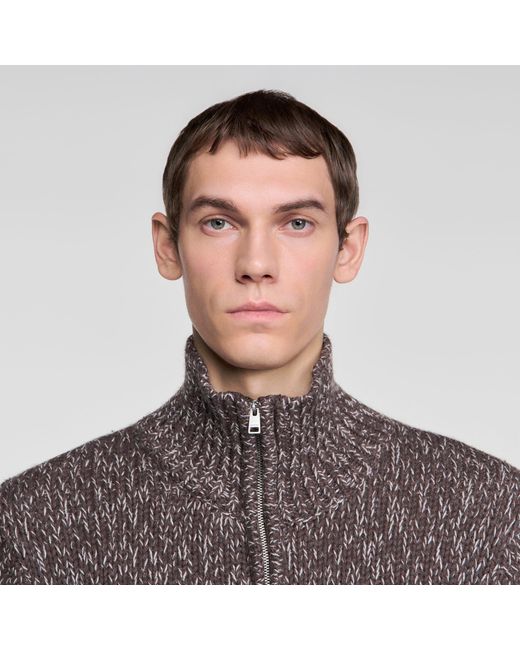 Sandro Brown Zipped Wool Cardigan for men