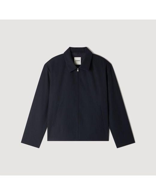 Sandro Blue Minimalist Zip-Up Jacket for men