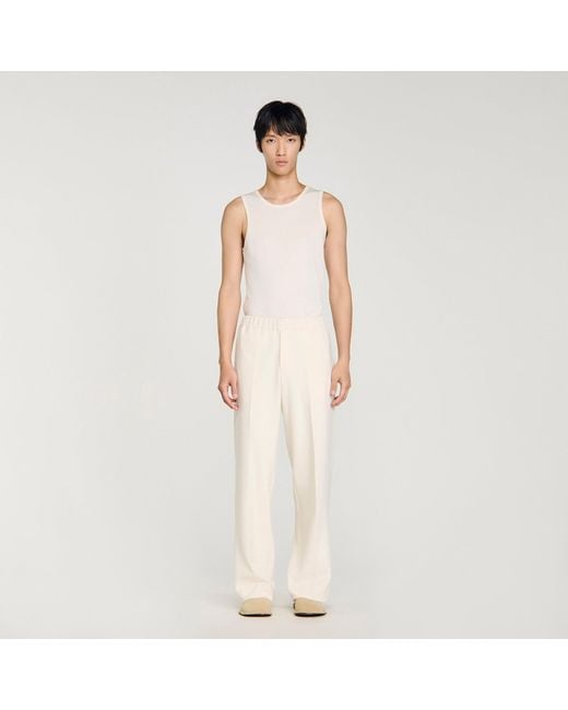 Sandro White Wide-Leg Trousers for men