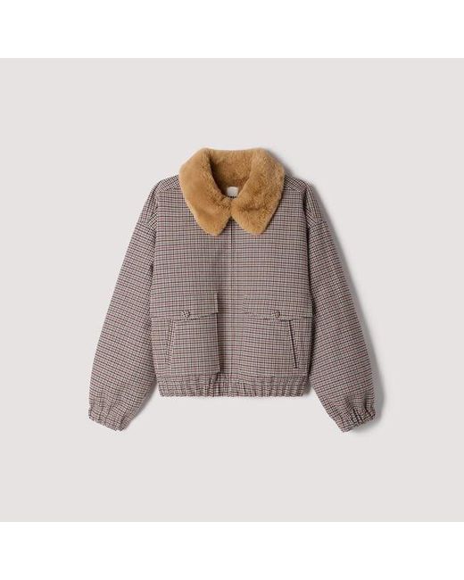 Sandro Blue Faux Fur-Lined Coat