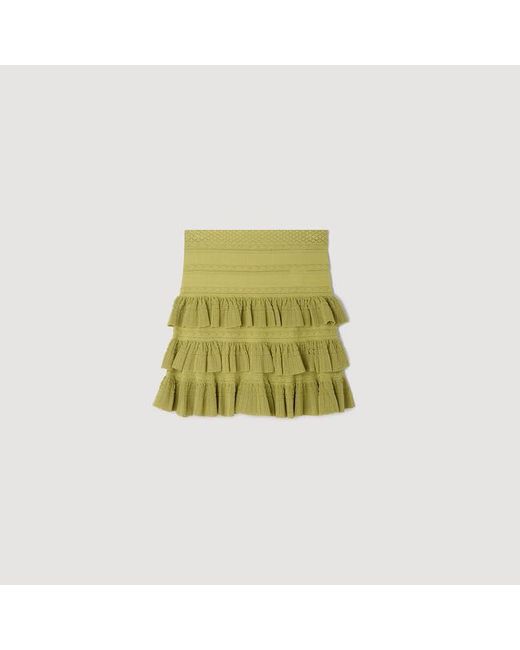 Sandro Yellow Short Ruffled Skirt