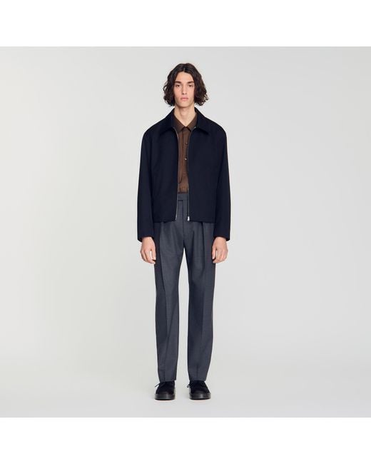 Sandro Blue Minimalist Zip-Up Jacket for men