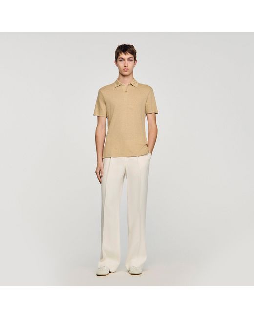 Sandro Natural Linen Polo Shirt for men