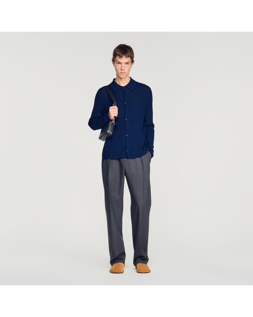 Sandro Blue Rib Knit Shirt for men