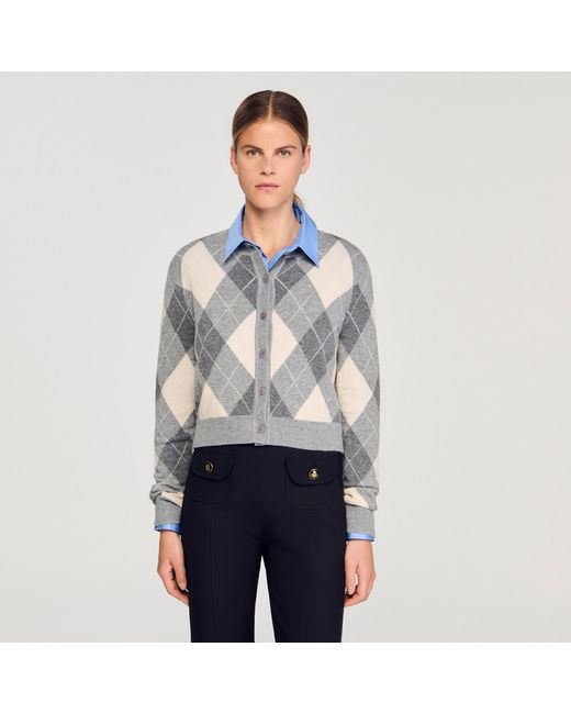 Cardigan à motifs losanges Sandro en coloris Blue