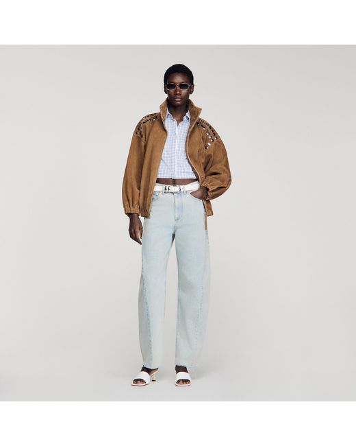 Sandro Blue Faded Barrel Cotton Jeans