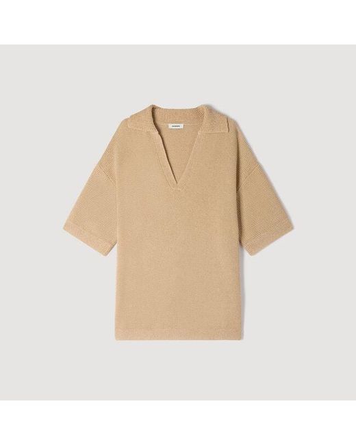 Sandro Blue Jute-Effect Polo Shirt for men