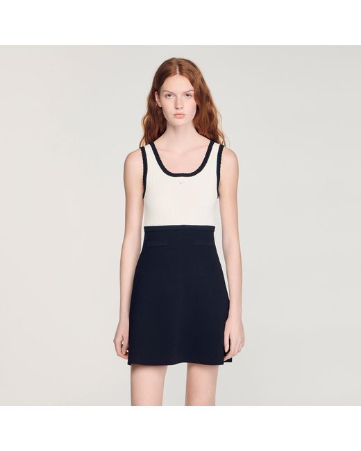 Sandro Blue Two-Tone Knit Short Dress