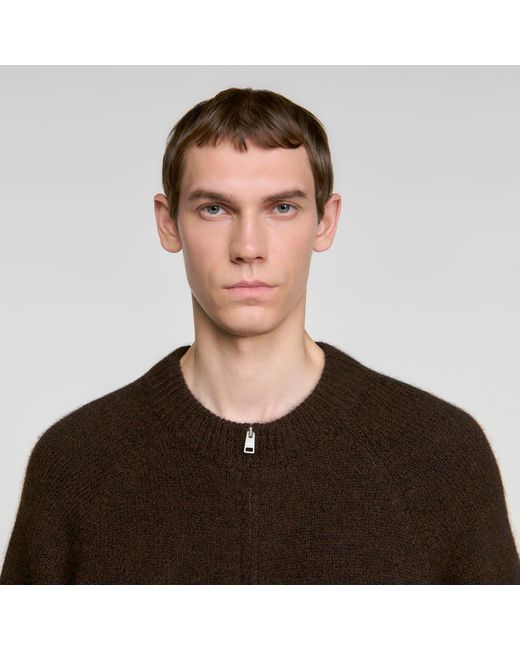 Sandro Brown Zip-Up Bomber Cardigan for men