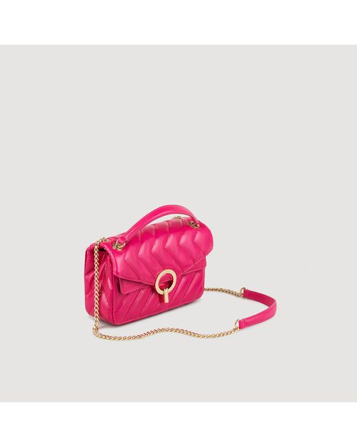 Sandro Pink Yza Small Plain Leather Bag