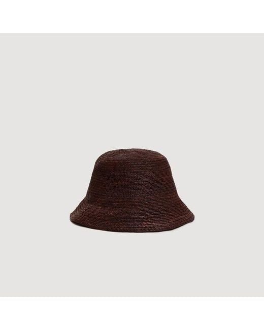 Sandro Brown Crochet Raffia Bucket Hat for men