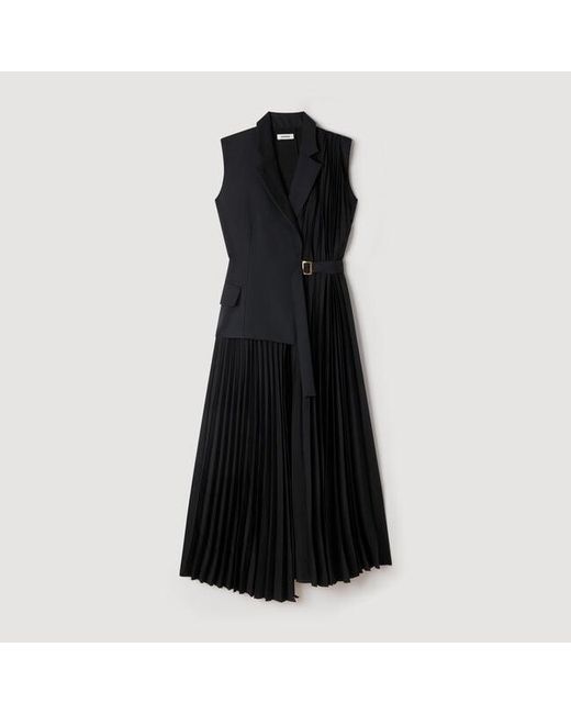 Sandro Black 2-In-1 Wraparound Maxi Dress