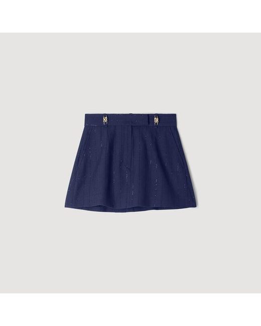 Sandro Blue Striped Sequin Skort